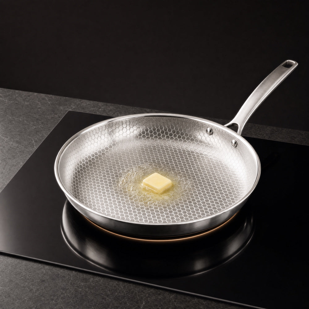 Kitchi Titanium Fry Pan on an induction cooktop