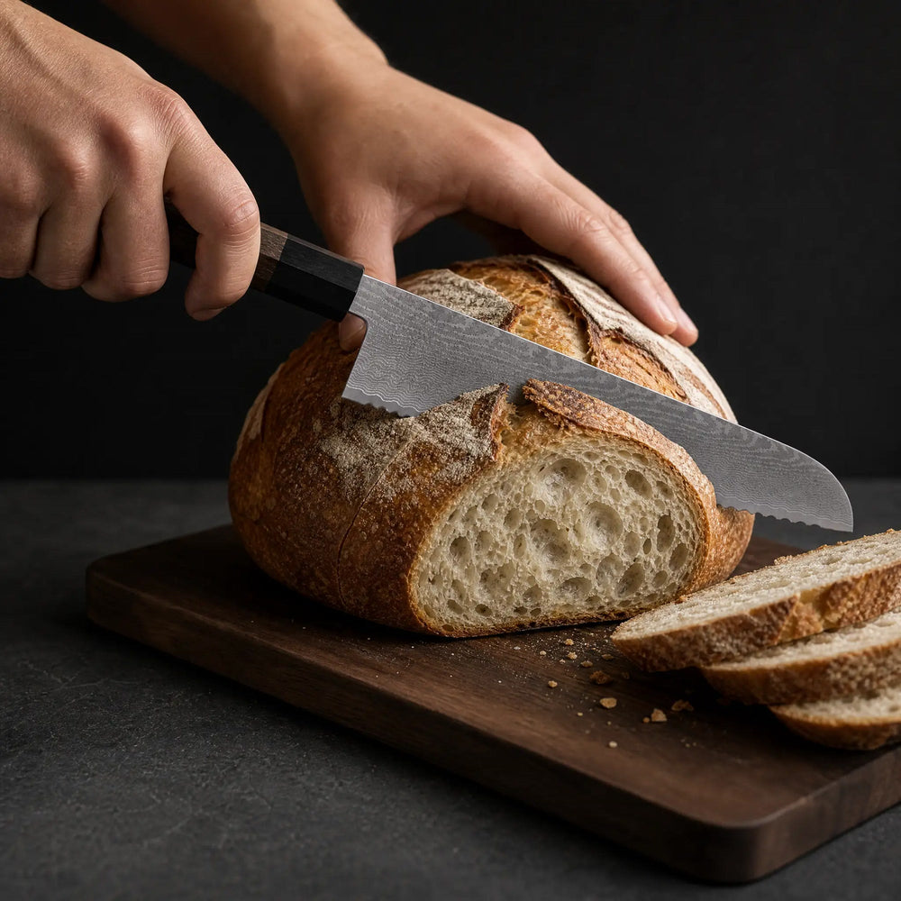 Damascus-Pattern Bread Knife 8", view 3