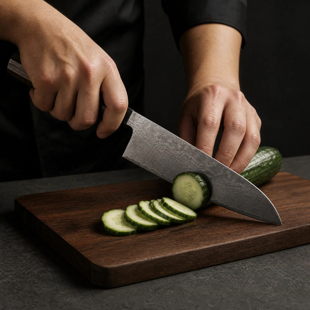 Damascus-Pattern Santoku 7", view 3